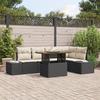 VidaXL 6-Piece Garden Dining Set with Cushions Black Poly Rattan Acacia 3349963