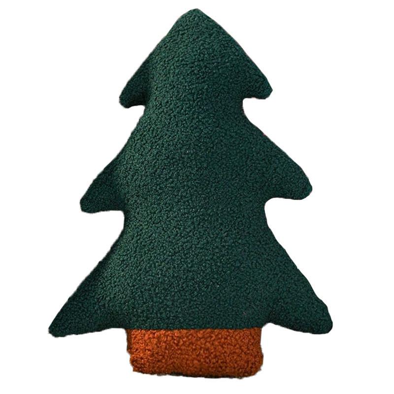 Christmas Tree Plush Pillow With Plant Flower Pattern For Home Decor And Sofa Cushion