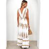 Women's Boho Floral Beach Dress Sleeveless Summer Deep V  Neck Maxi Dress Casual Smocked Flowy A-Line  Sundress Party Long Dresses for Women