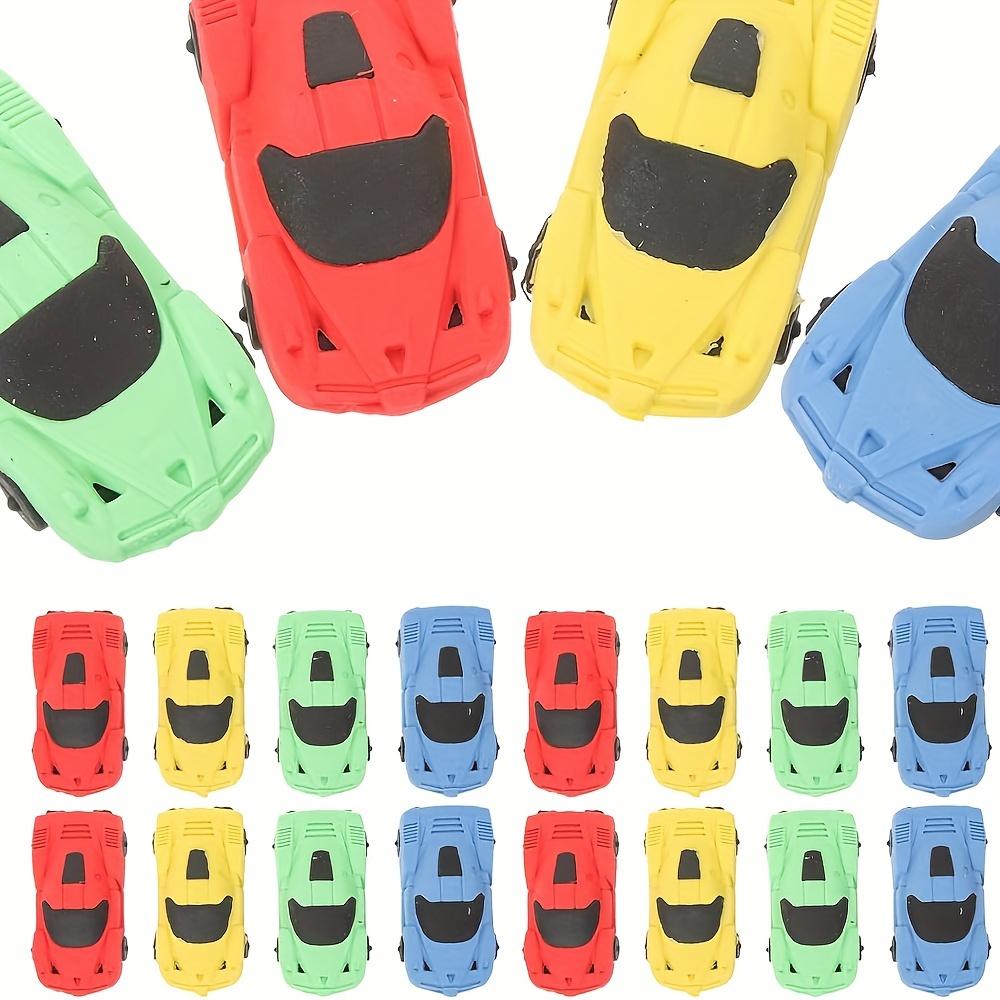 4er-Pack Radiergummis in Rennwagenform aus Kunststoff für Schüler - PVC Cartoon Bleistiftradiergummis - Schulschreibwarenzubehör für Kinder unter 14 Jahren