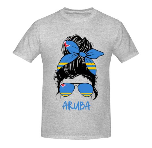 Aruba Flag Girl T-Shirt White Short Sleeve for Women Holiday National Day Clothing Streetwear