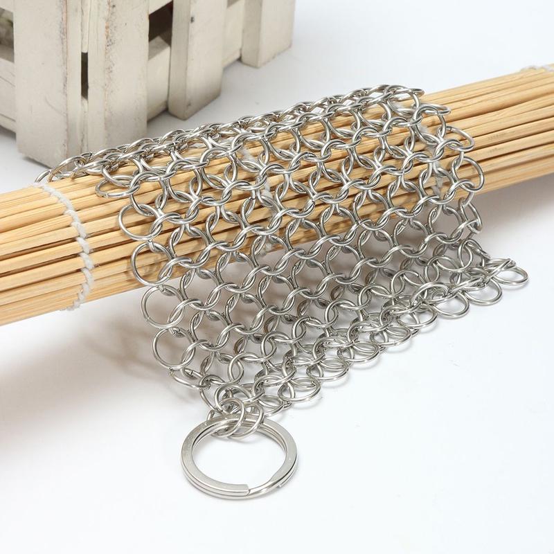 10 x 10CM Stainless Steel Skillet Cast Iron Cleaning Chainmail Ringer Scrubber