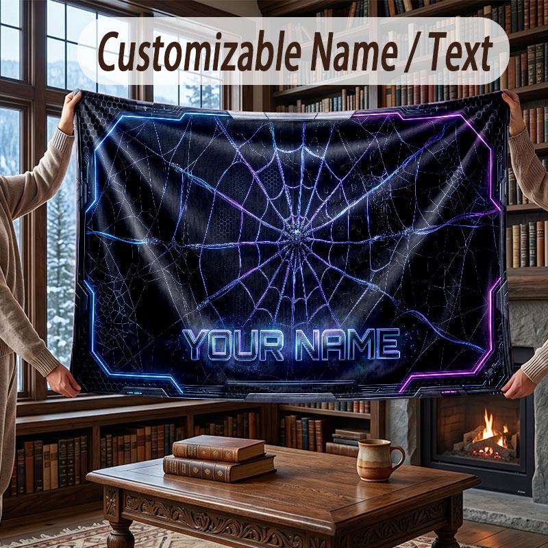 Neon Colorful Theme Throw Blanket Custom Name Text Personalized Blanket Soft Cozy Blanket for Home Sofa Bed