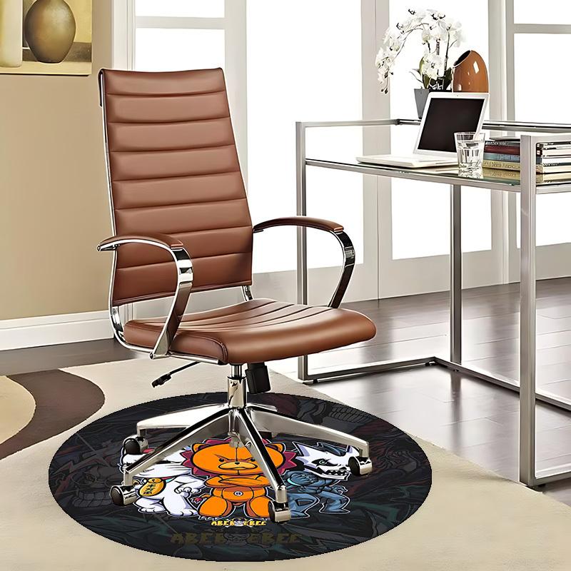 1pc Anime Cat Round Carpet  Cute Cartoon Design Chair Mat for Office, Home Decor, Living Room