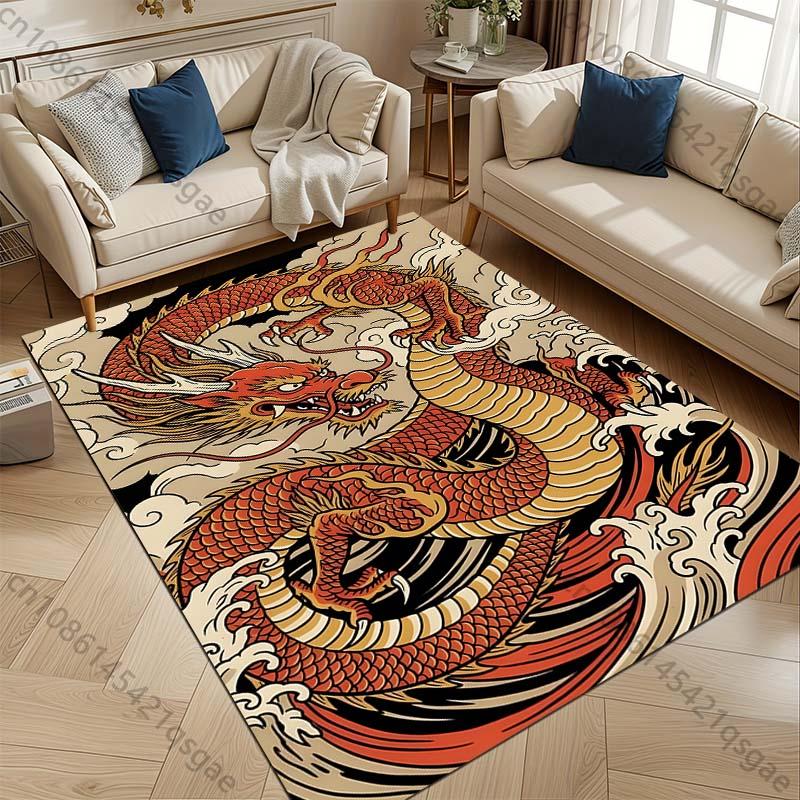 Multiple Sizes Red Dragon Swirling In Clouds Carpet for Living Room Bedroom Sofa Home Decor Rus Non-slip Floor Mat Luxury Gift