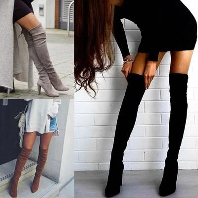 Nouvelles bottes d'automne hiver pour femmes Sexy escarpins genou Mode grande taille bottes élastiques Chaussures décontractées confortables pour femmes Botas Zapatos