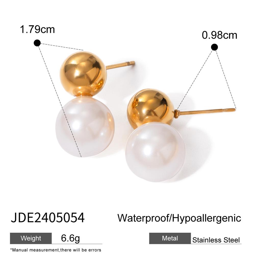 Stainless steel pearl stud earrings titanium steel earrings European and American earrings
