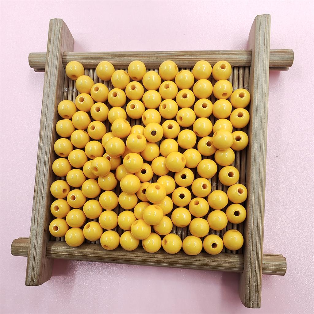 6mm 200PCS Acrylic Loose Round Beads For DIY Crafts Jewelry Making Handmade Material Multicolor Soild Color Jewelry Accessories