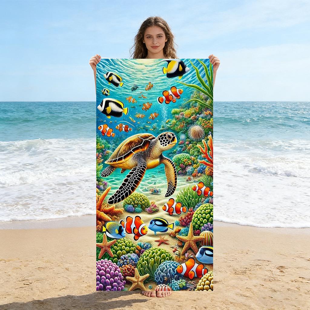 1Pc Underwater World Beach Towel Quick-Drying Small To Large Towel Suitable For Beach Vacation Pool Yoga Summer Gift For Friends