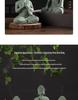 Porcelain Green Sandstone Buddha Ornament for Zen Fish Tank or Bonsai Display