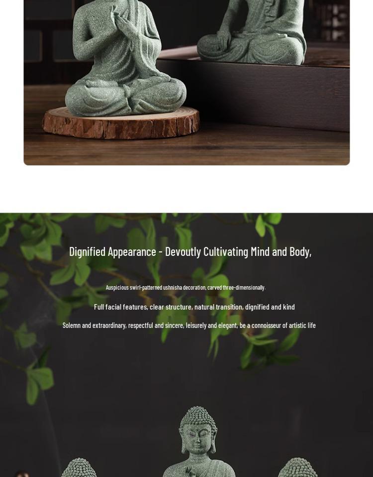 Porcelain Green Sandstone Buddha Ornament for Zen Fish Tank or Bonsai Display