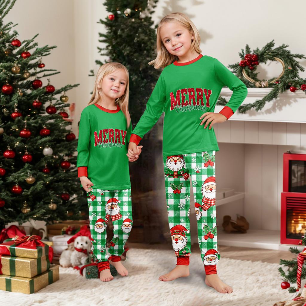 Matching Family Christmas Print Loungewear Set for Parent and Child Holiday Home Wear
