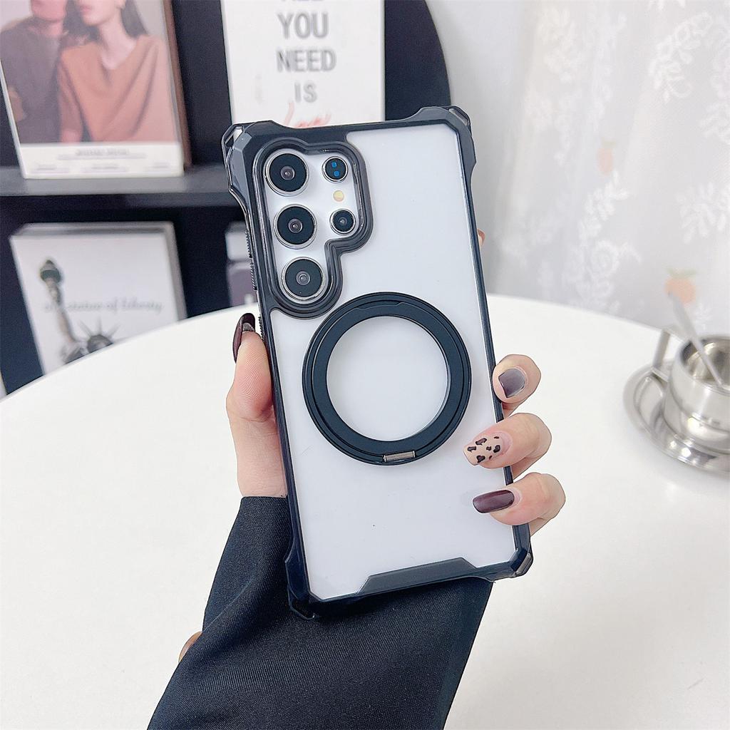 For Samsung Galaxy S25 Ultra Magnetic Case Ring Kickstand TPU+PC Phone Cover