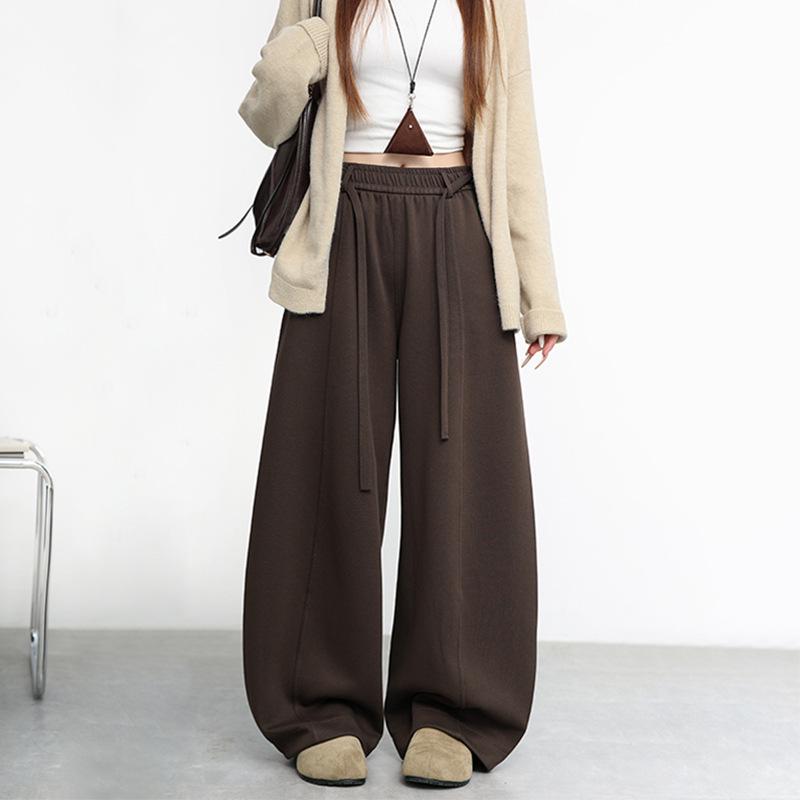 Premium Women's Cotton Wide-Leg Drawstring Pants - Versatile Fall/Winter Casual Wear