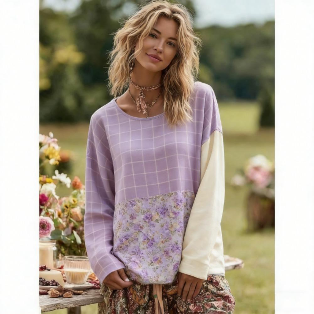 Europe America Style Fashion Splicing Colors Women's T-shirt Pullover Women Long Sleeve Clothing Outdoor Casual Tees Top