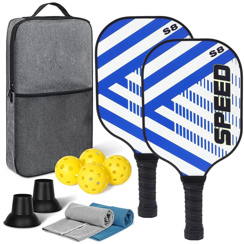 Rachetă și minge Pickleball din fibră de carbon, set cadou pentru prosoape de gheață pentru sporturi în aer liber