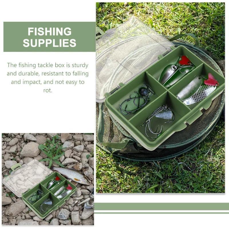 1-8 Compartments Fishing Tackle Box 10.5*6.5cm, Plastic Storage Organizer with Transparent Lid, Green Case for Carp Angling Accessories