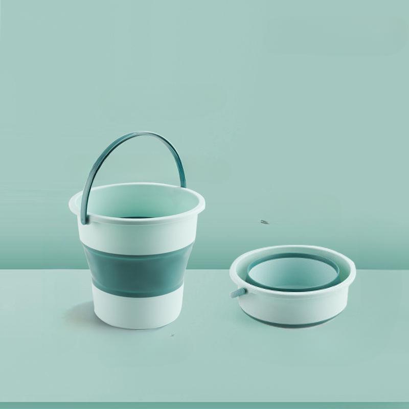 

Складное ведро для воды, рыболовное ведро, переносное ведро для мытья на открытом воздухе, автомобильное ведро для хранения, домашнее ведро большой емкости с утолщенной ручкой зелёный