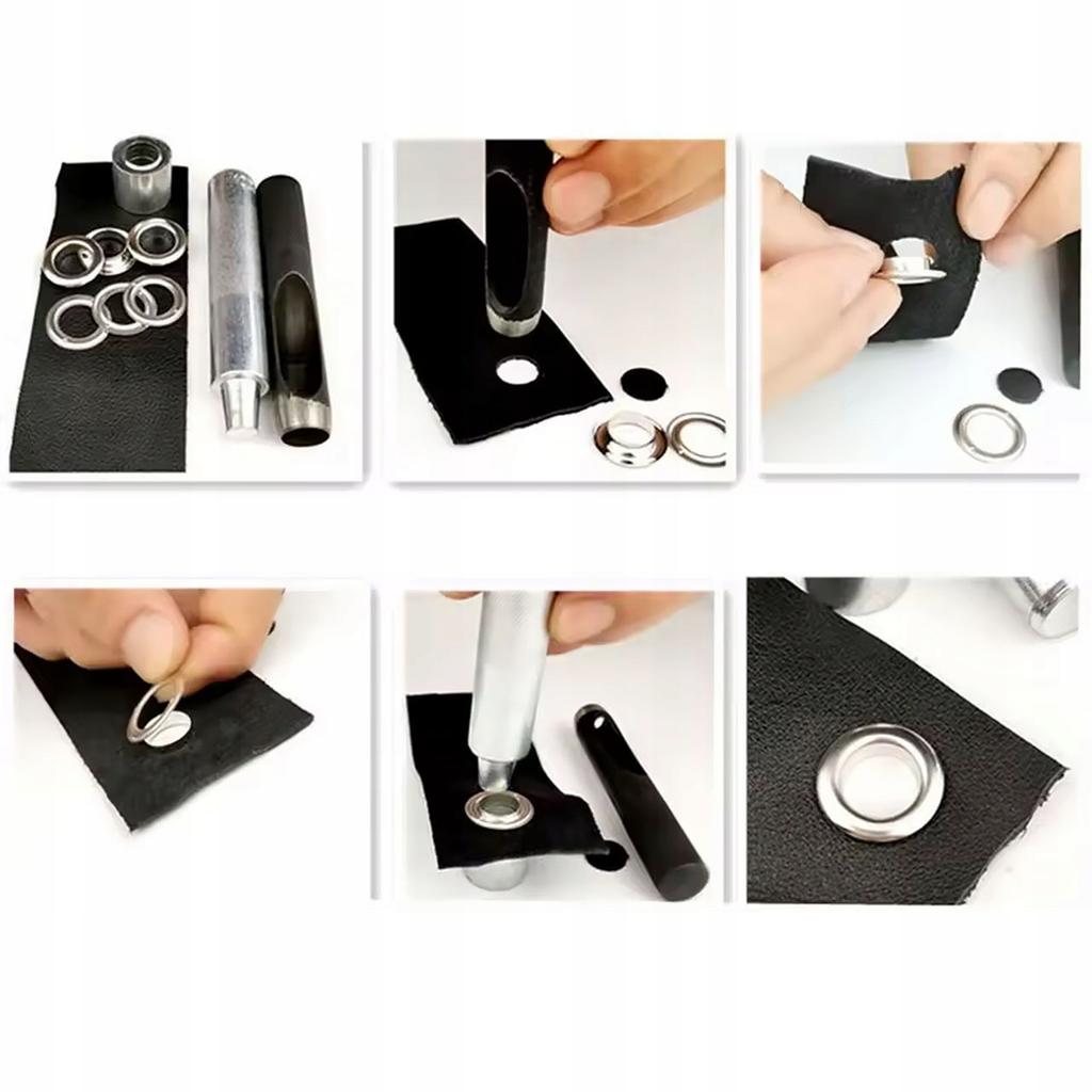 Rosfix Złoty Zestaw Oczek do Plandek 12mm – 100 Metalowych Oczek z Dziurkaczem i Zakuwakiem | Odporne na Korozję | Do Namiotów i Banerów