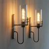 American Retro Industrial LED Wall Lamp Nordic Luxury Glass Crystal Bedside Corridor Mirror Sconces Home Lighting