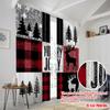2pcs,2D plane printing Pattern Curtains Black and white checkered reindeer and Christmas tree Versatile 100% Polyester (without