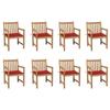 Day and Night - Day and Night Garden Chairs 8 Pcs Solid Teak Wood Red Cushions