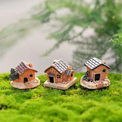 Mikro-Landschafts-Feengartenhaus, Mini-Bastelfigur, Puppenhaus, Steinhaus, Gartenornament, Miniatur-Heimdekoration, Kunstharz