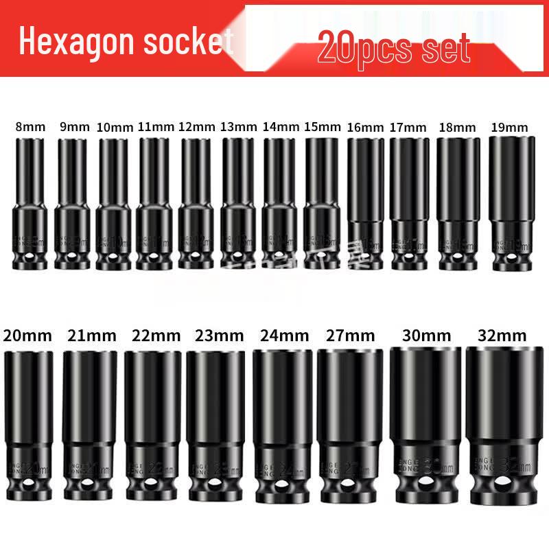 CaiDao YWXA 1/2-inch Drive Hex Impact Socket Set