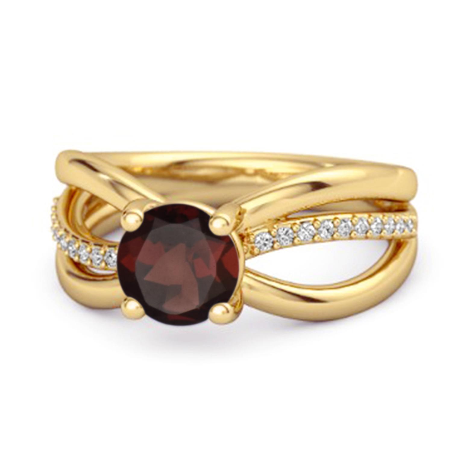 Garnet Infinity pave Split Band Ring - 925 Sterling Silver Gold Vermeil 9.5