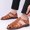 2025 Summer Stylish Sandals for Man Leather Roman Shoes Fashion Mens Business Dress Casual Comfortable Beach Footwear Flats