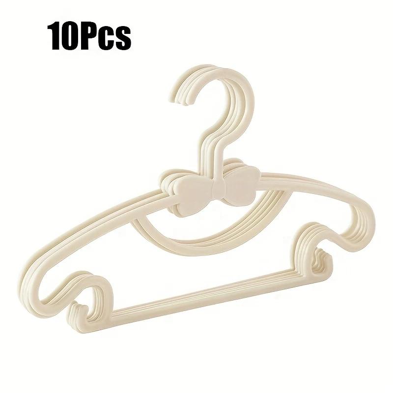 10Pcs Balcony Windproof Children's Clothes Hanger, Household Plastic Clothes Support, Thick Bow Tie Clothes Hanger