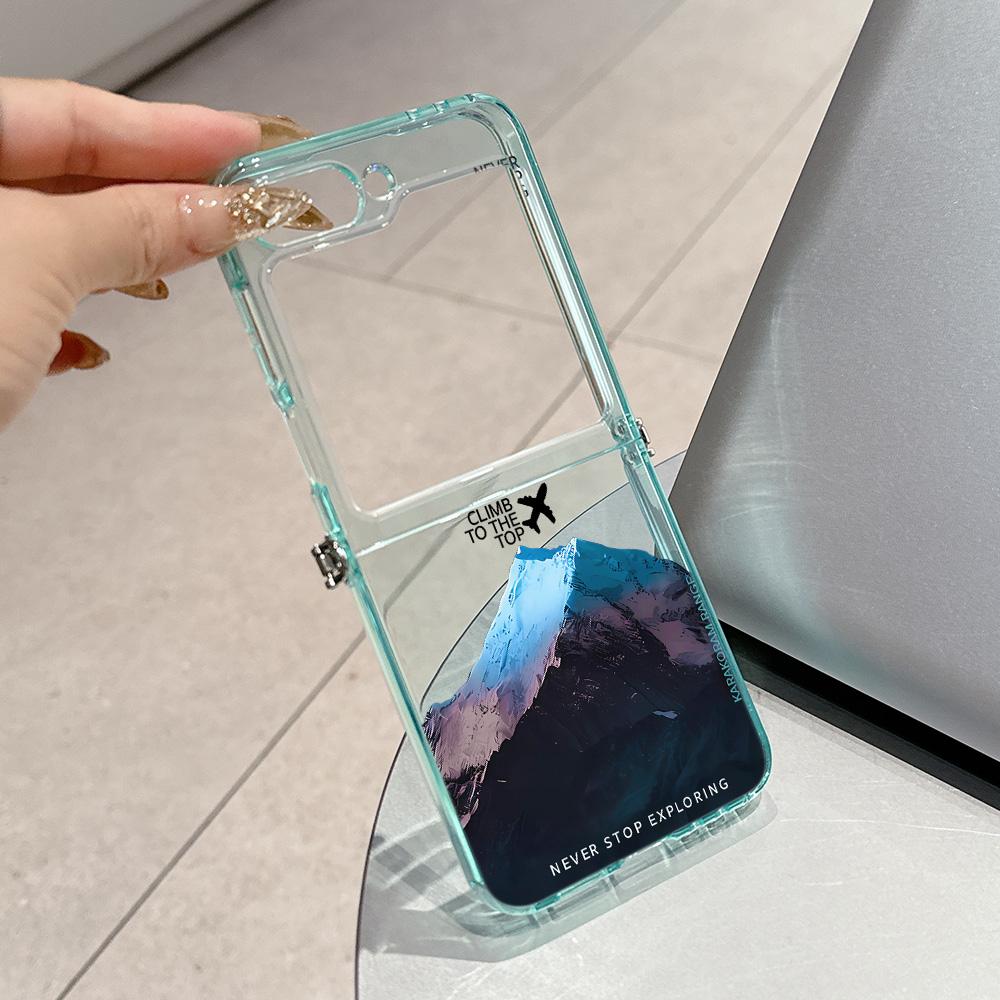 

Mountain Peak Aircraft Metal Connector Phone Case for Samsung Galaxy Z Flip3 Flip4 Flip5 Flip6 Flip7 Candy Color Soft TPU Cover Samsung Z Flip3 5G