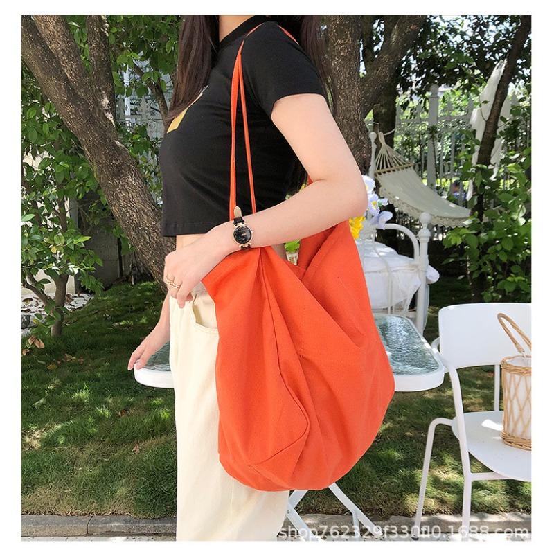 Large Capacity Canvas Tote Bag Commuter Shopping Bag Cloth Bag Solid Color Tote Bag Lazy Wind