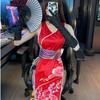 [trakvec] Women's Sexy Chinese Dress, Mai Shiranui Ninja Costume, Cheongsam (Blue)