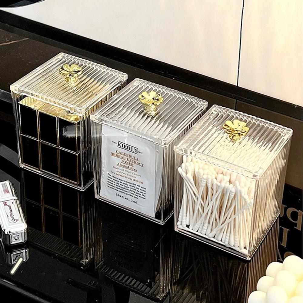 1PCS Transparent Storage Box Cotton Swab Container Desktop Dust-Proof Makeup Removal Cotton Lipstick Cosmetics Boxes Acrylic New