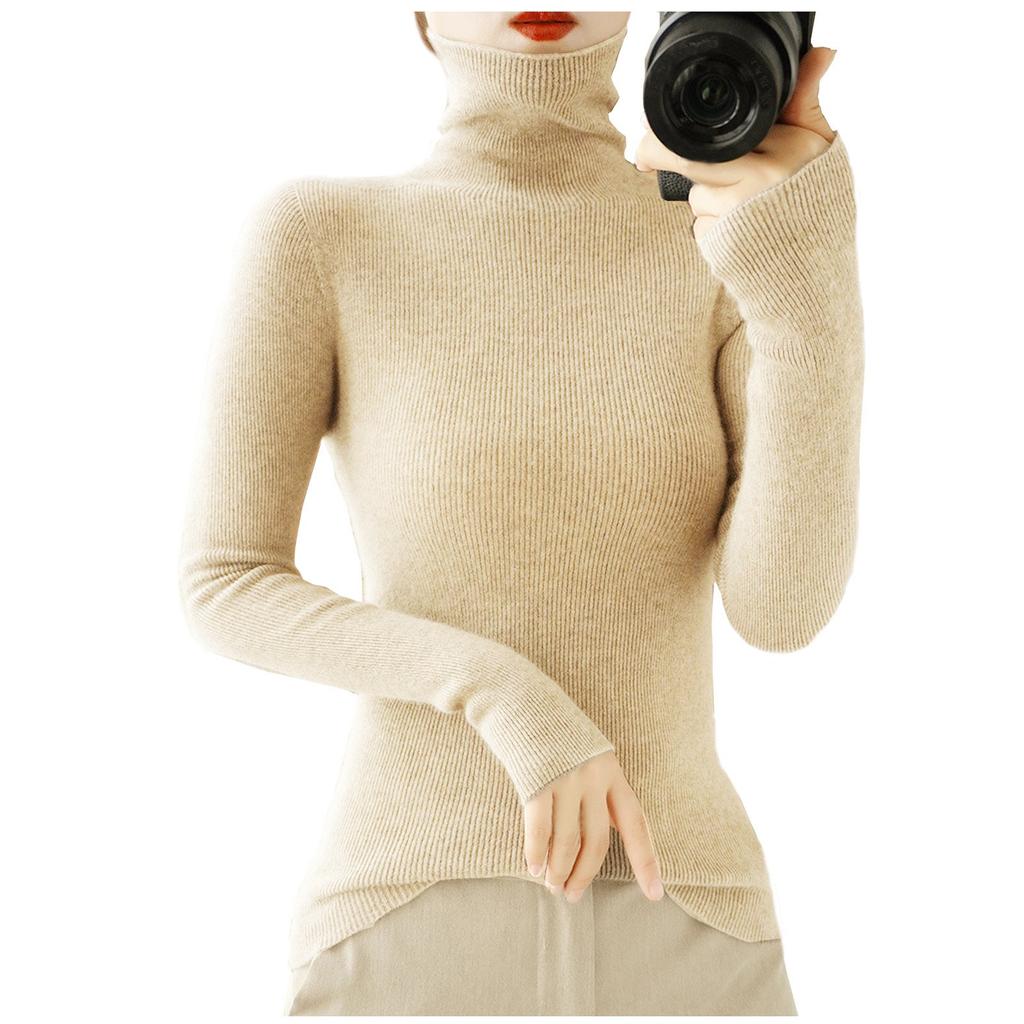 Women's Tentleneck Long Sleeved Fashion Solid  Color Warm Knitwear Sweaters Winter