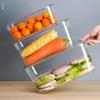 Stackable Transparent with Lid Storage Box Vegetable Fruit Organizer Fridge Container for Food Home Kitchen Tools Accessories