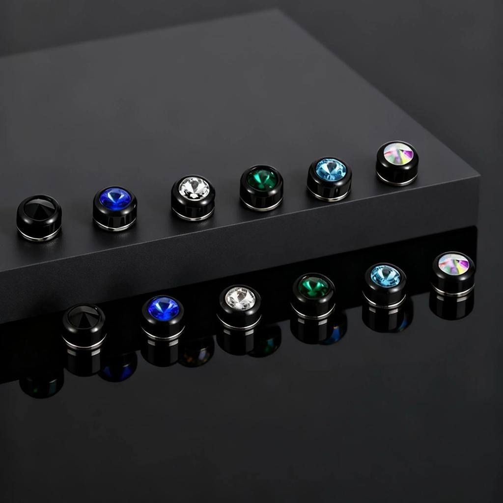 Stylish Round Zircon Non Piercing Small Earrings Stainless Steel Magnetic Ear Studs Clips for Men Punk Fashion Jewelry Gifts