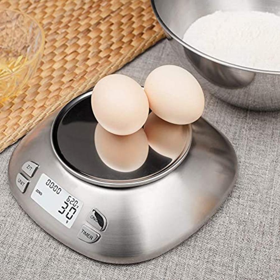 Digital Kitchen Scale with Removable Bowl 2.5L Volume Electronic Stainless Steel Food Scale for Cooking Baking Room Temperature