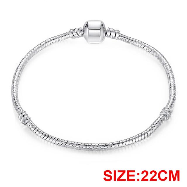 

Подлинные оригинальные браслеты из стерлингового серебра 925 пробы, браслет-цепочка в виде змеи, совместимый с бусинами-шармами, ювелирные изделия своими руками 17-22 мм