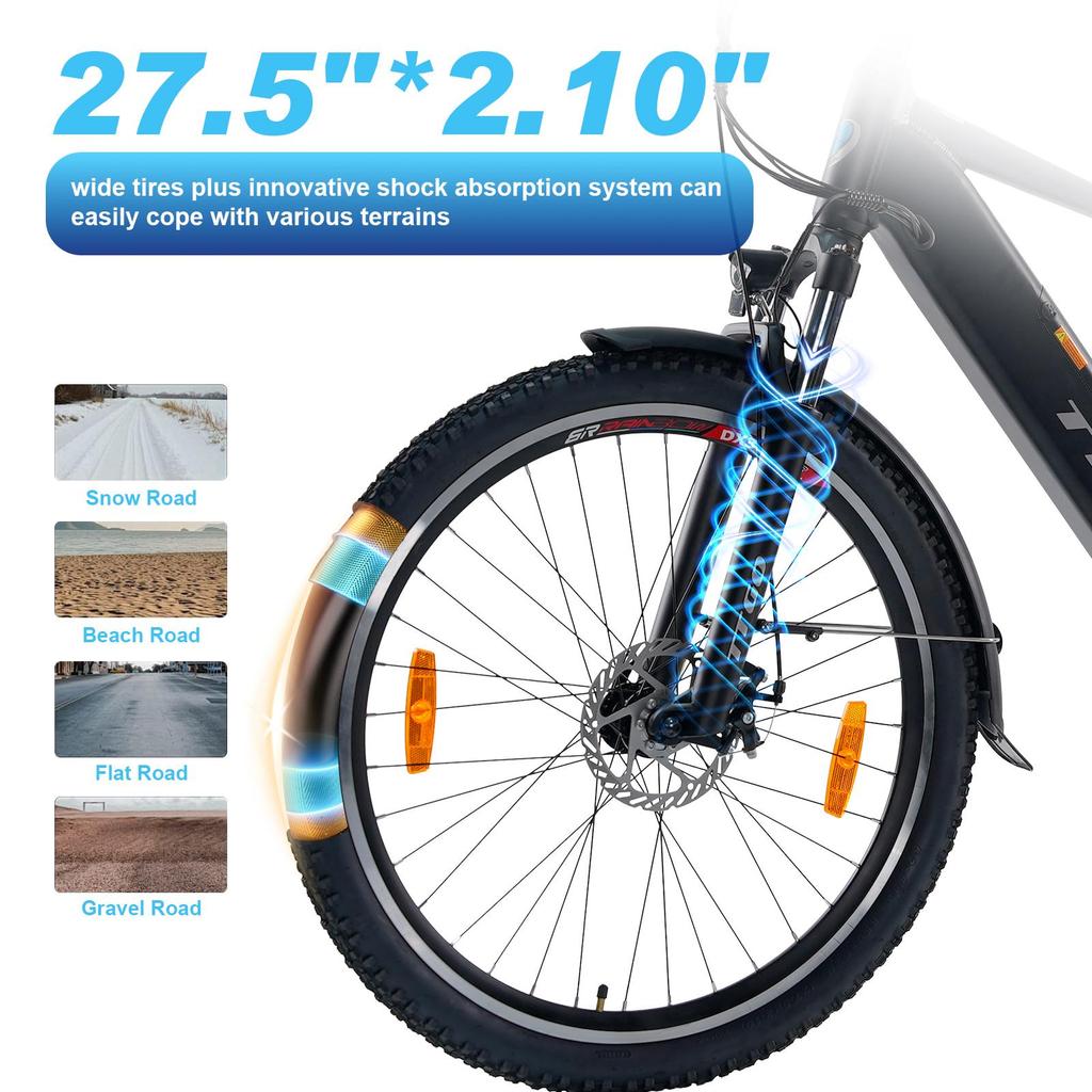 Elektrokolo TTGO M300 27,5" Pneumatiky 250W Motor 36V20Ah Baterie 25km/h Maximální Rychlost 100km Maximální Dojezd Senzor Točivého Momentu Shimano 7 Rychlostí