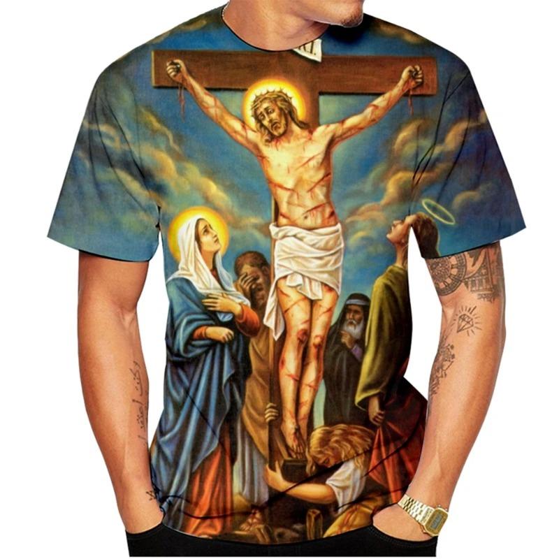 Santa Maria 3D Printed T-shirt Fun Men's Personalized Casual T-shirt Pull on O-Neck Short Sleeve Tee