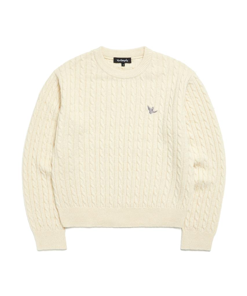 MARK GONZALES Women'S Angel Cable Round Neck Knit - Ivory