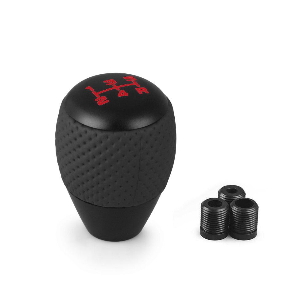 5 Speed Car Gear Shift Knob Leather Aluminium Universal Knob Shift Head With M8 M10 M12 Adapter Shift Lever Gear Level