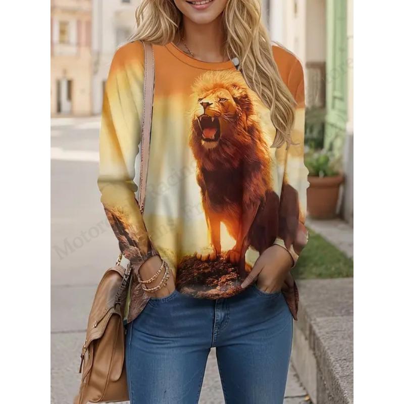 New Cute Cat 3d Print T-Shirt Animal Casual Long Sleeve T-shirt Women's Clothing Fashion Casual Oversized Tops Tees Female