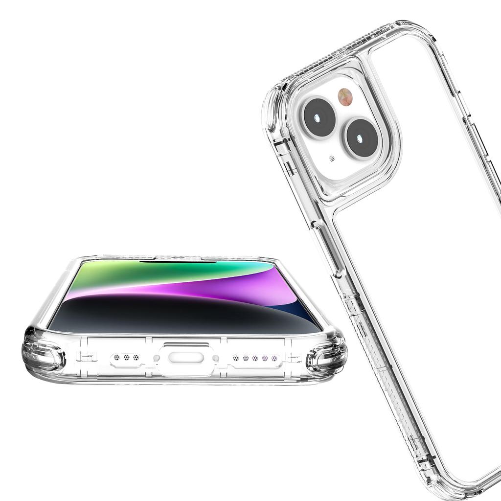For iPhone 14 Plus/15 Plus Case Acrylic+TPU Anti-drop Clear Phone Cover