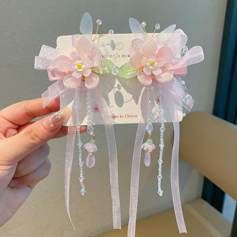 Juego de Horquillas Estilo Chino Hanfu para Niñas - Incluye Pinzas para el Cabello, Borlas Colgantes y Accesorios de Mariposa