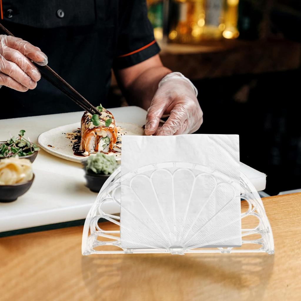 6pcs Clear Napkin Holder Decorative Semicircle Tissue Organizer Stand for Kitchen Dining Table and Stylish Tabletop Napkin Storage