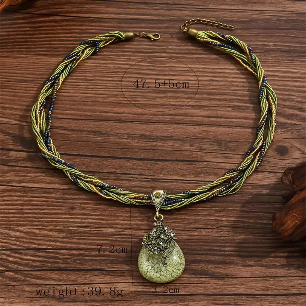 Kristallblumen-Dekoration Böhmische Halskette Mode Quastenanhänger Neue Retro-Halskette Frauen