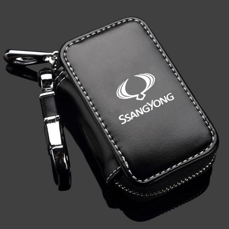 

Leather Car Key Case Keys Full Cover Protection Shell Bag For SsangYong Actyon Korando Rexton Kyron Rodius Tivoli Musso Chairman чёрный